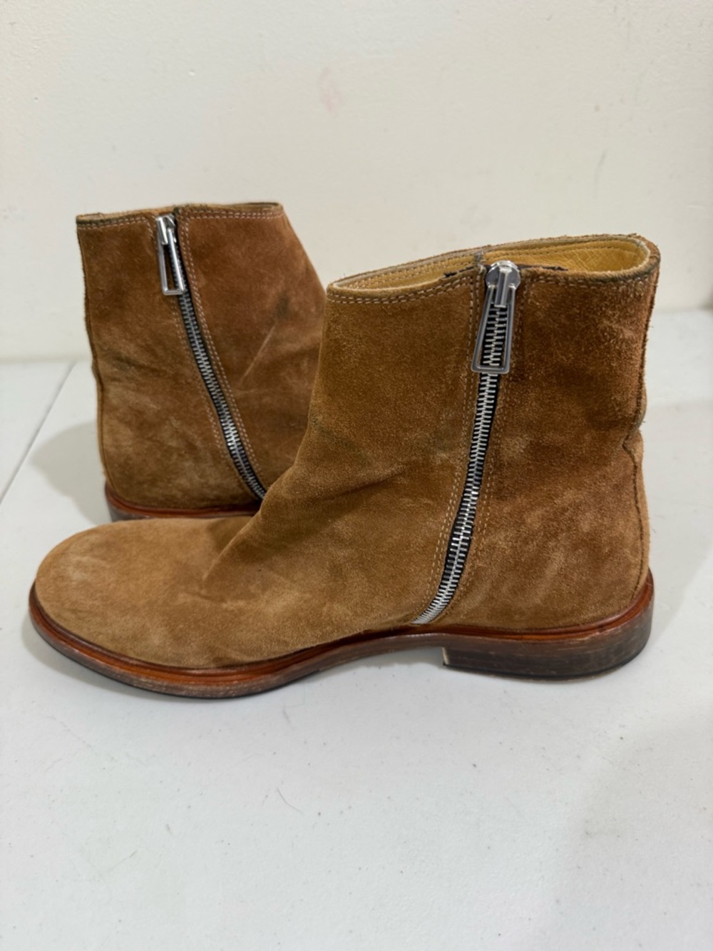 Paul Smith Cognac Suede Zip Ankle Boots